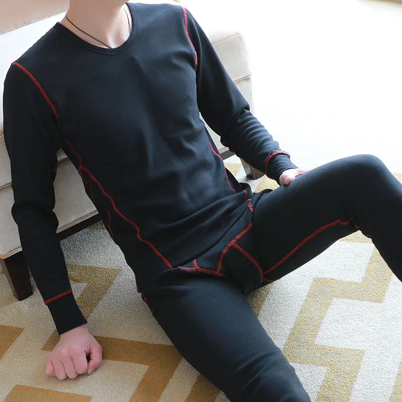 

Soutong Winter Cotton Men Warm Thermal Underwear Men Long Johns Thermal Underwear Soft Solid Thick Plus Velvet Long Johns Sets