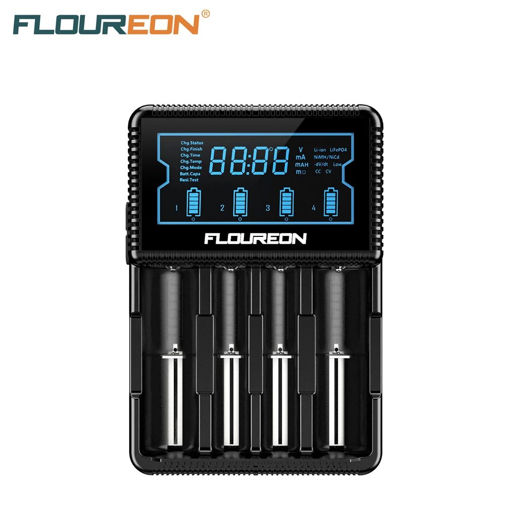 Зарядное устройство Floureon адаптер S4 Интеллектуальный ЖК дисплей для 18650 20700 21700 Ni MH