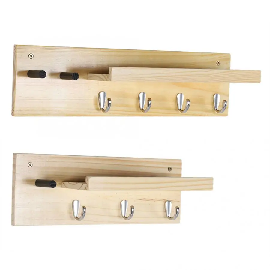 

wall Wall Mounted Hanging Shelf Storage Rack Organizer Holder with 3/4 Metal Hooks shelf