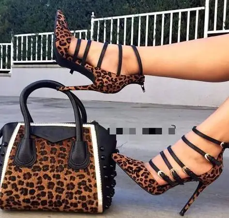 

Carole Levy New Sexy Fashion Leopard Stilettos Woman Pointed Toe Luxury Summer Shoes Super High Heels Sandals For Party Shopping