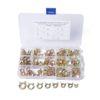 

New 80Pcs 6-15mm 8 size Spring Clip Fuel Line Hose Water Pipe Air Tube Clamps Fastener