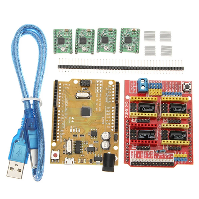

4xA4988 Step Motor Driver Module + CNC Shield V3 Expansion Board + R3 Board kit For-Arduino 3D Printe
