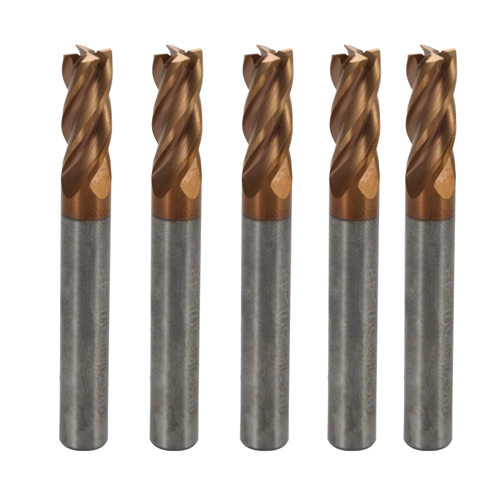 5PCS Solid Carbide Endmill Standard Length Side Milling Cutter Slotting