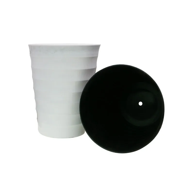 

Black/White Thick PP Plastic Simple Flowerpots Imitation Porcelain Rounded Stripes Extra Large Ground Tree Planting Pots
