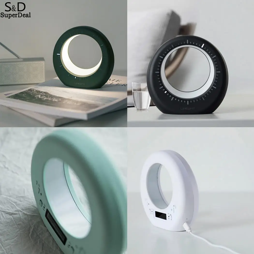 Современная яркость регулируемая usb зарядка часы ночник белый, черный, светло-зеленый, темно-зеленый сенсорный 170g