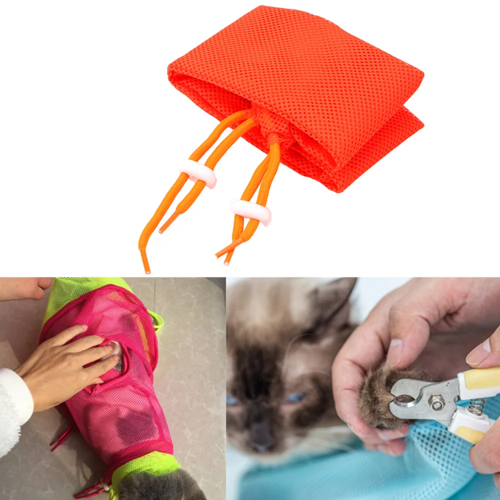 

Washing Cat Bags Multifunction Injecting Anti Scratch Bite Restraint Adjustable Beauty Bag Supplies Mesh Cat Bathing Bag