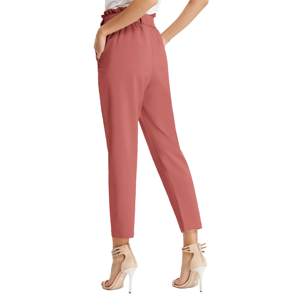 

Fashion Womens Casual Harem Pants Elastic High Waist Capri Cropped 3/4 Trousers