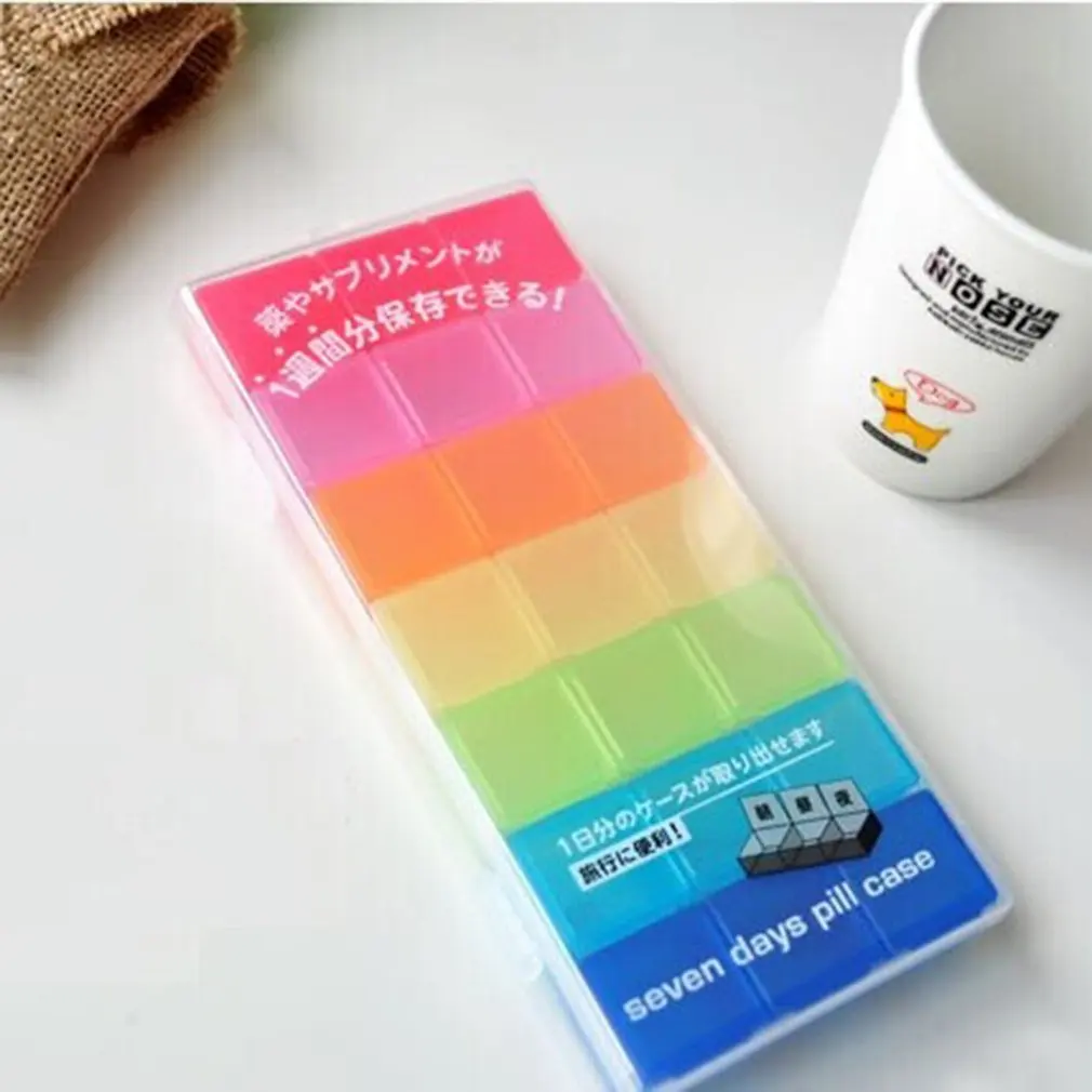 

Portable Medicine Case Box 7 Days/3-Times-A-Day Pill Case Box Moisture Proof Large Capacity Pill Organizer for Travel