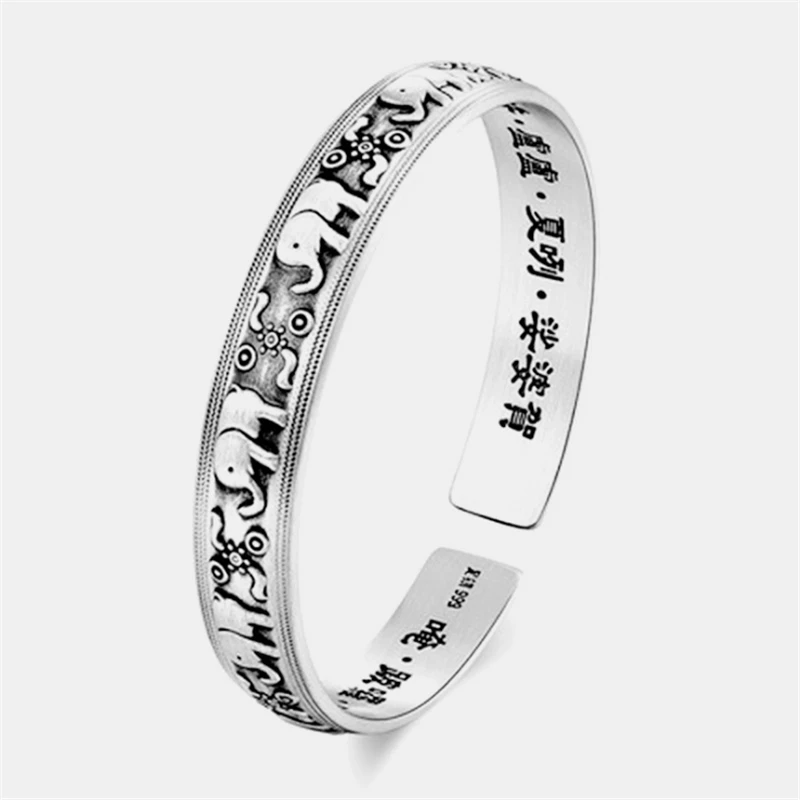 

925 sterling sliver animal elephant buddhism bangles for women luxury brand indian woman bracelet nail cuff silver arm jewelry