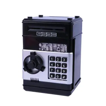 

Childrens Money Saving Bank Deposit Box Intelligent Voice Mini Safe and Coin Vault for Kids with Pass Code (Black)