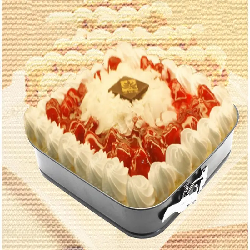 

3PCS Cake Mold Square Live Bottom With Buckle High Temperature Resistant Carbon Steel Non-Stick DIY Baking Mold