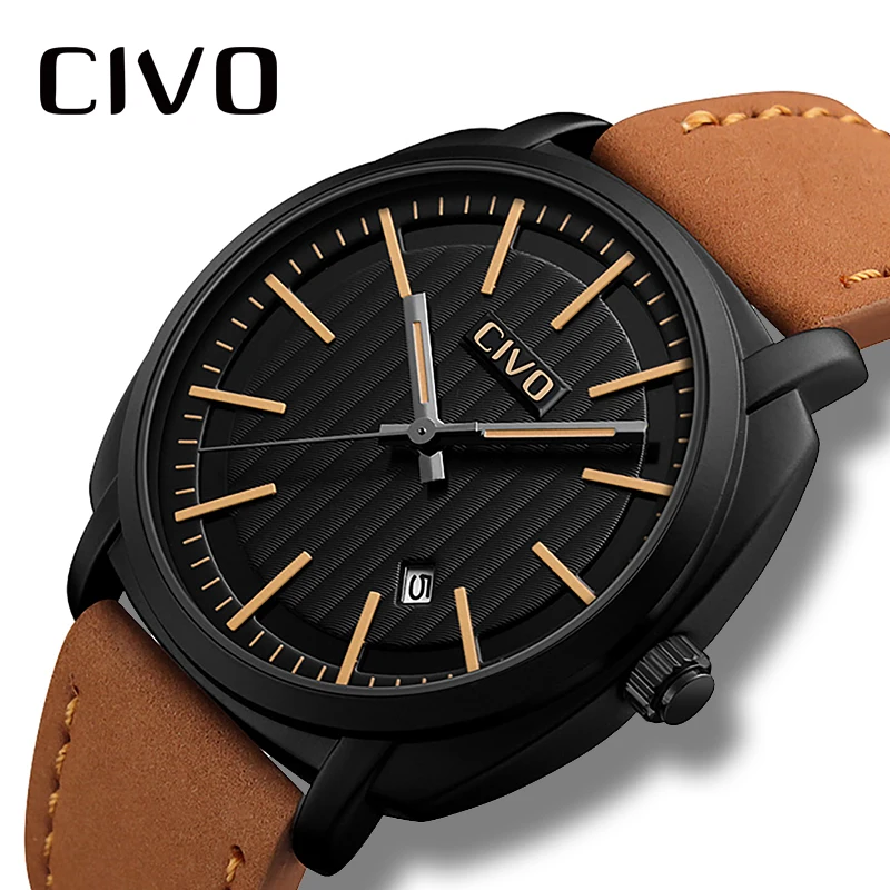 

CIVO Men's Fashion Watches Waterproof Casual Military Business Watches Analogue Date Calendar Quartz Wristwatch Montre Homme