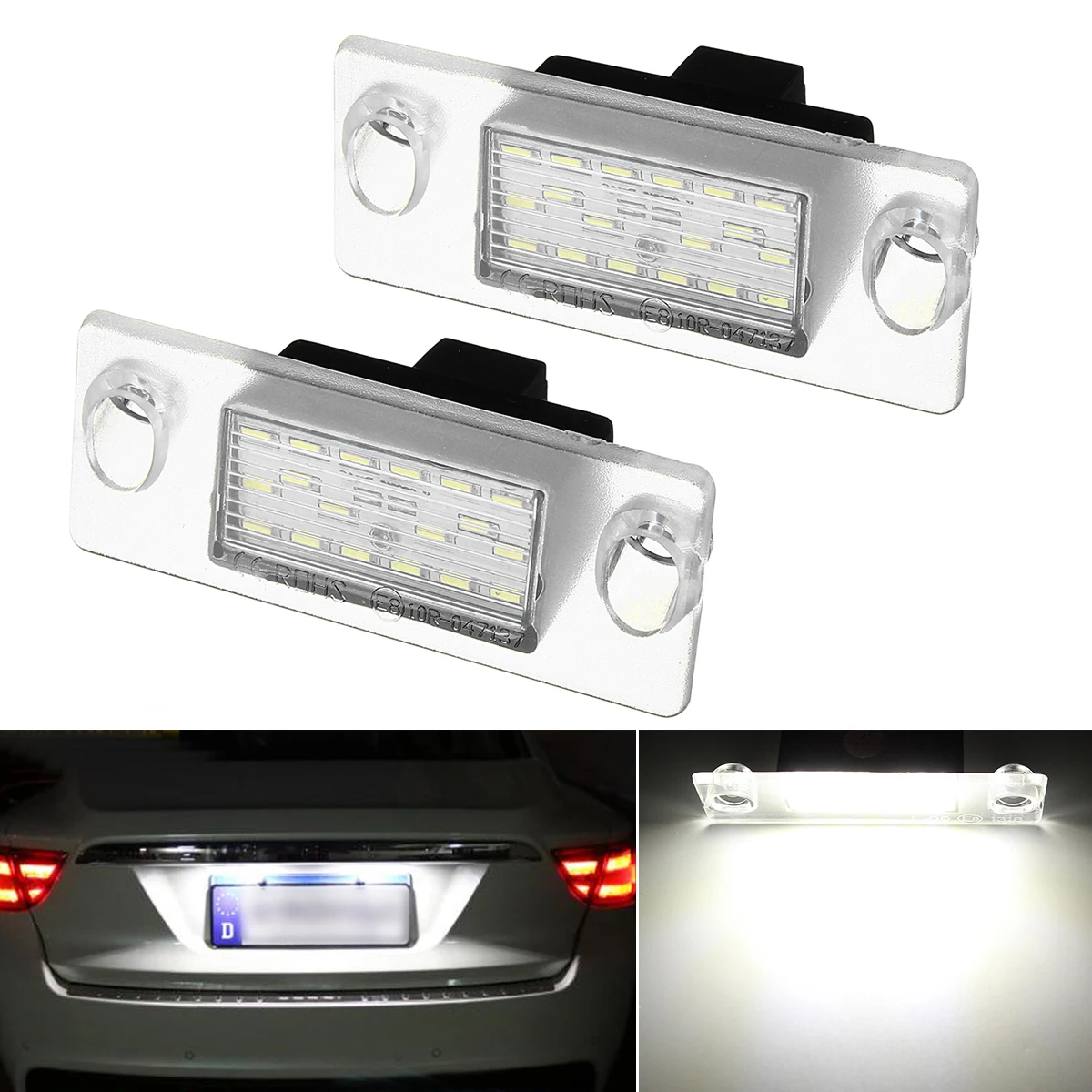 

2X 12V 3528 SMD Car 18 LED Number License Plate Lights Lamp E-marked For Audi A4 S4 B5 1998 1999 2000 2001