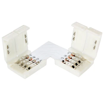 

10mm 4-Pins Corner L Shape Connector LED Strip 90 Degree Corner Connectors Clips RGB LED Strips