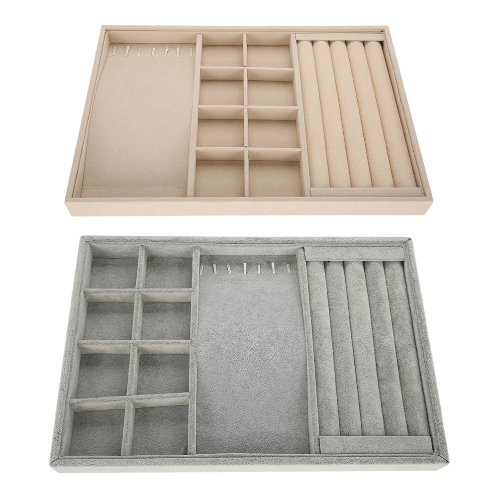 

Portable Velvet Jewelry Ring Earring Insert Display Cufflinks Organizer Box Flat Jewelry Display Plate Jewelry Box