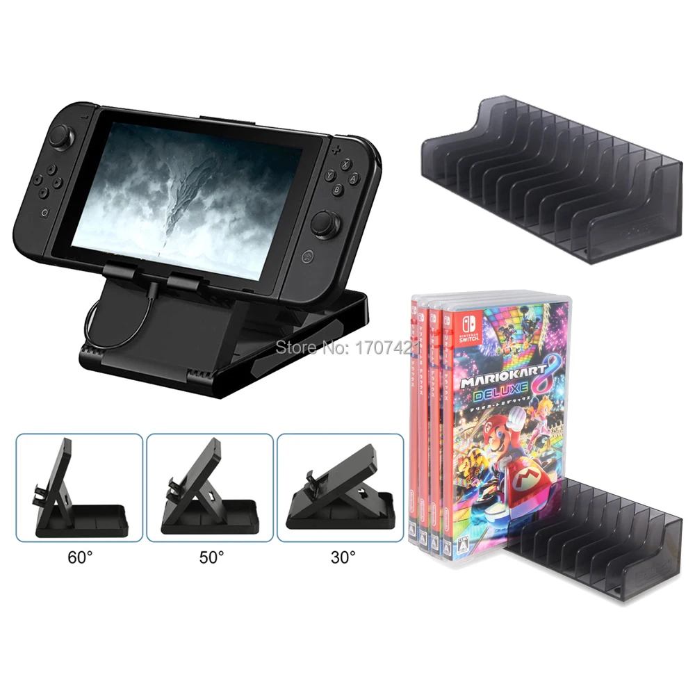 

3 in 1 Adjustable Foldable ABS Stand Holder for Nintend Switch Console Storage Stand CD Disk Holder for Nintendoswitch Games