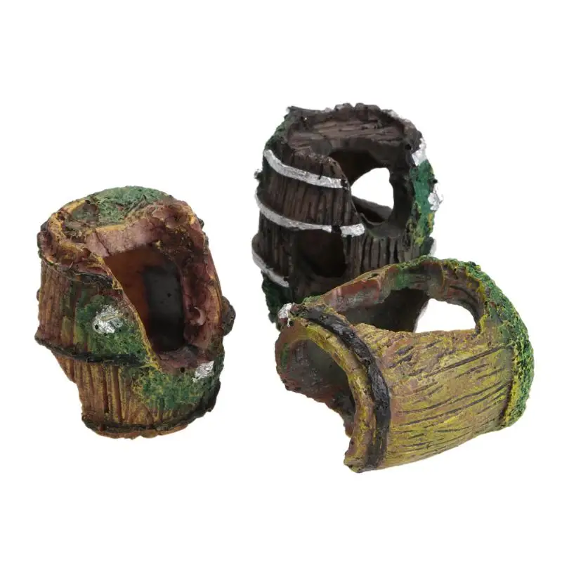

Aquarium Fish Tank Resin Broken Barrel Ornament Cave Landscaping Decoration & Ornaments