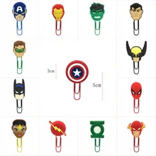 1 шт. дизайнерские закладок с героями мультфильмов Мститель, Халк, Бэтмен для книг, канцелярские скрепки, школьные офисные принадлежности, подарок на день рождения для детей