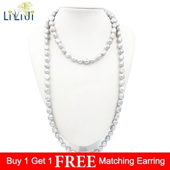 

Lii Ji Grey Baroque Freshwater Pearl 10-12mm about 120cm Long Elegance Necklace