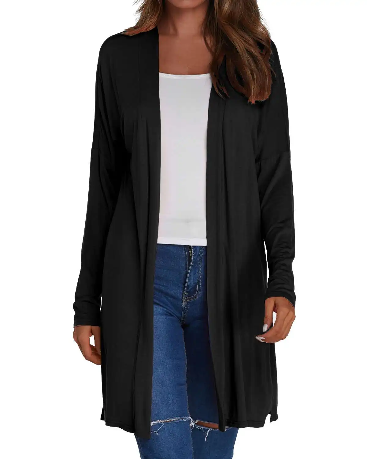 Autumn Casual Cardigan Coats Women Solid Split Trench Loose Long Sleeve