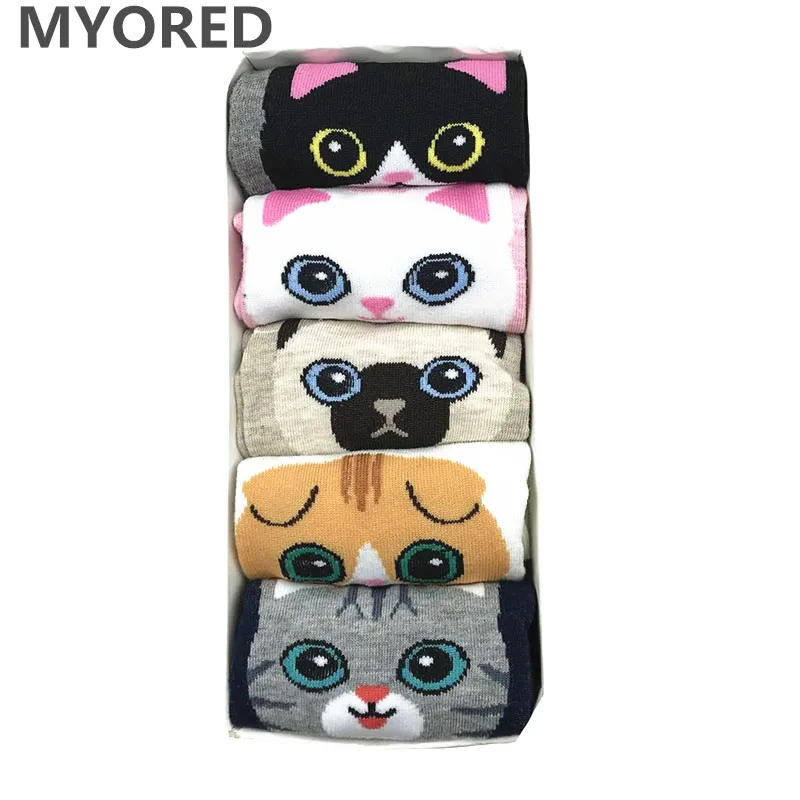 

MYORED women socks 5 pairs colorful cartoon socks slippers woman sexy summer socks funny christams gift sockken calcetines