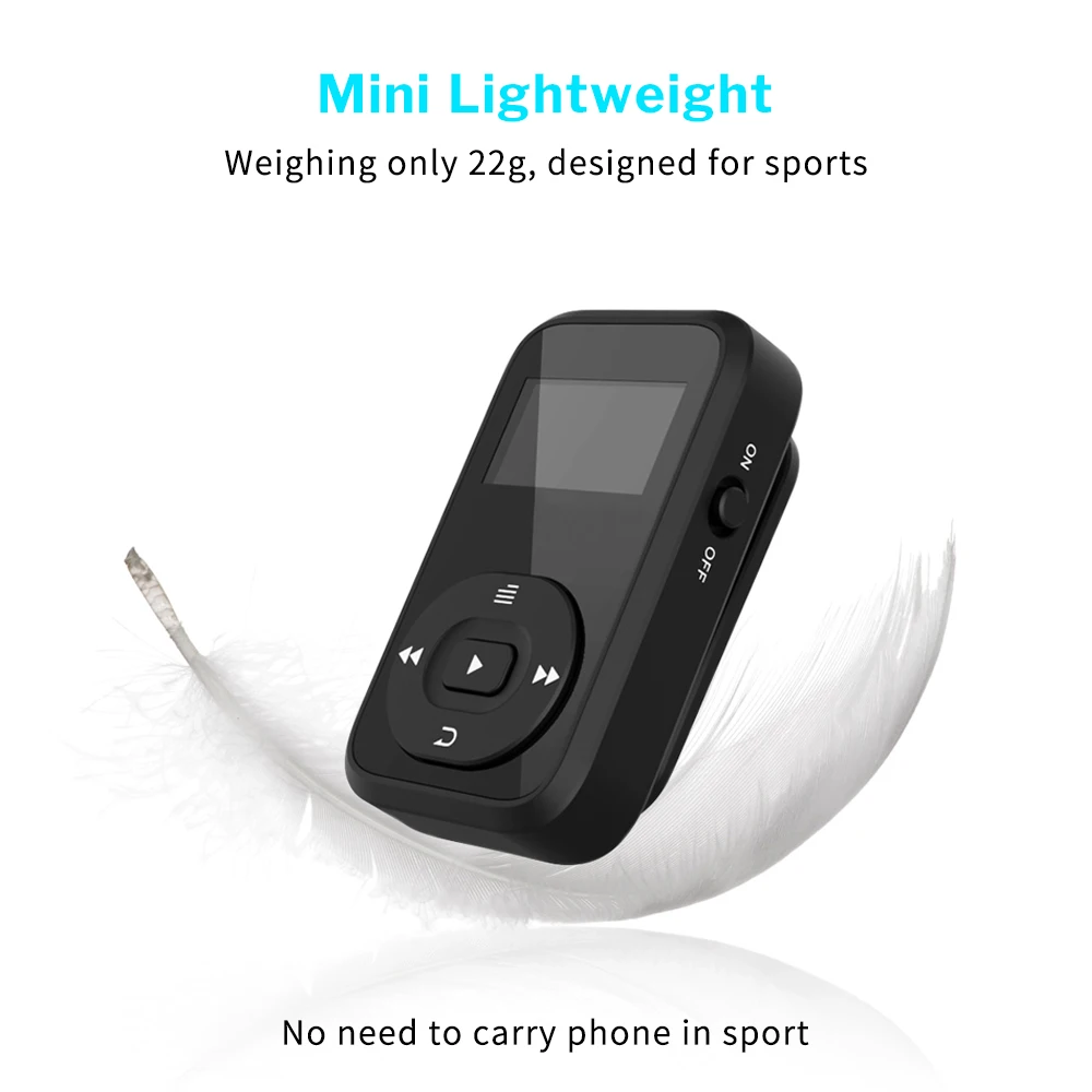 Deelife Sport Bluetooth MP3 Player Digital 8GB Clip Mini with Screen Recorder FM Radio Pedometer Support TF Card MP3 Music Play