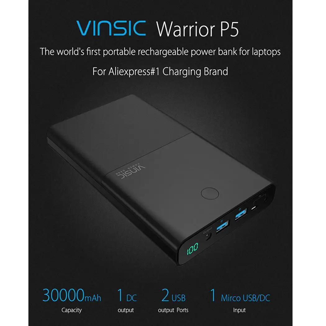 VINSIC 30000 мАч Внешний аккумулятор двойное внешнее зарядное usb устройство для