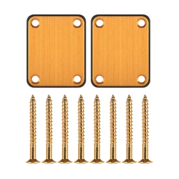 

2pcs Guitar Neck Plates Aluminum Alloy Neckplate with Screws and Plastic Back Board Guitar Parts for Electric Guitar Cigar Box