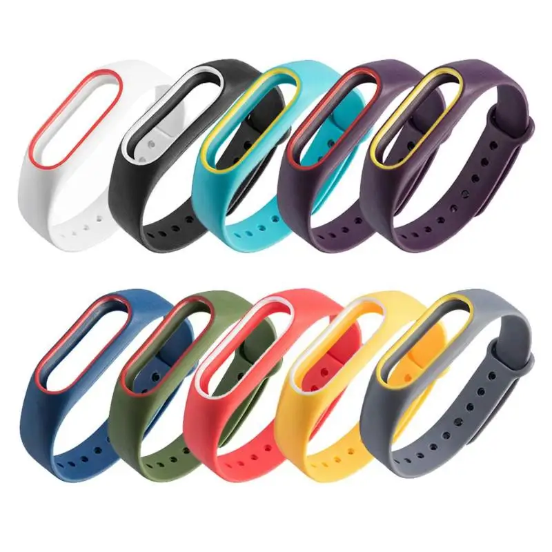 

Colorful Silicone Wrist Strap Bracelet For Mi Band 2 Double Color Replacement watchband Smart Band Accessories For Xiaomi mi2