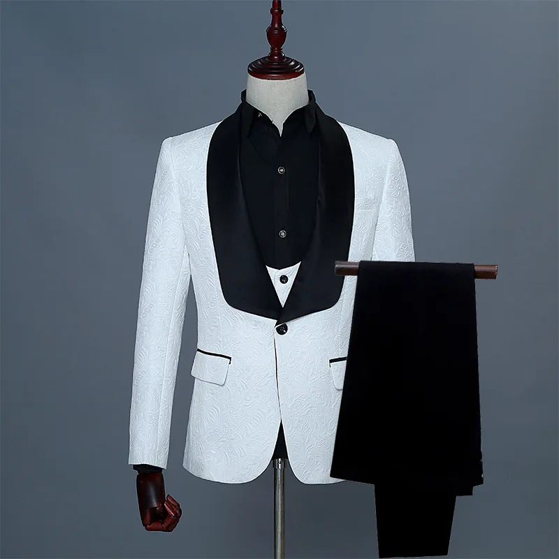 

2019 New Casual Suits Men Clothes Red Pink Stage Mens Performance Suit Straight Designs Clothing Three Piece Set Coat Pants Vest
