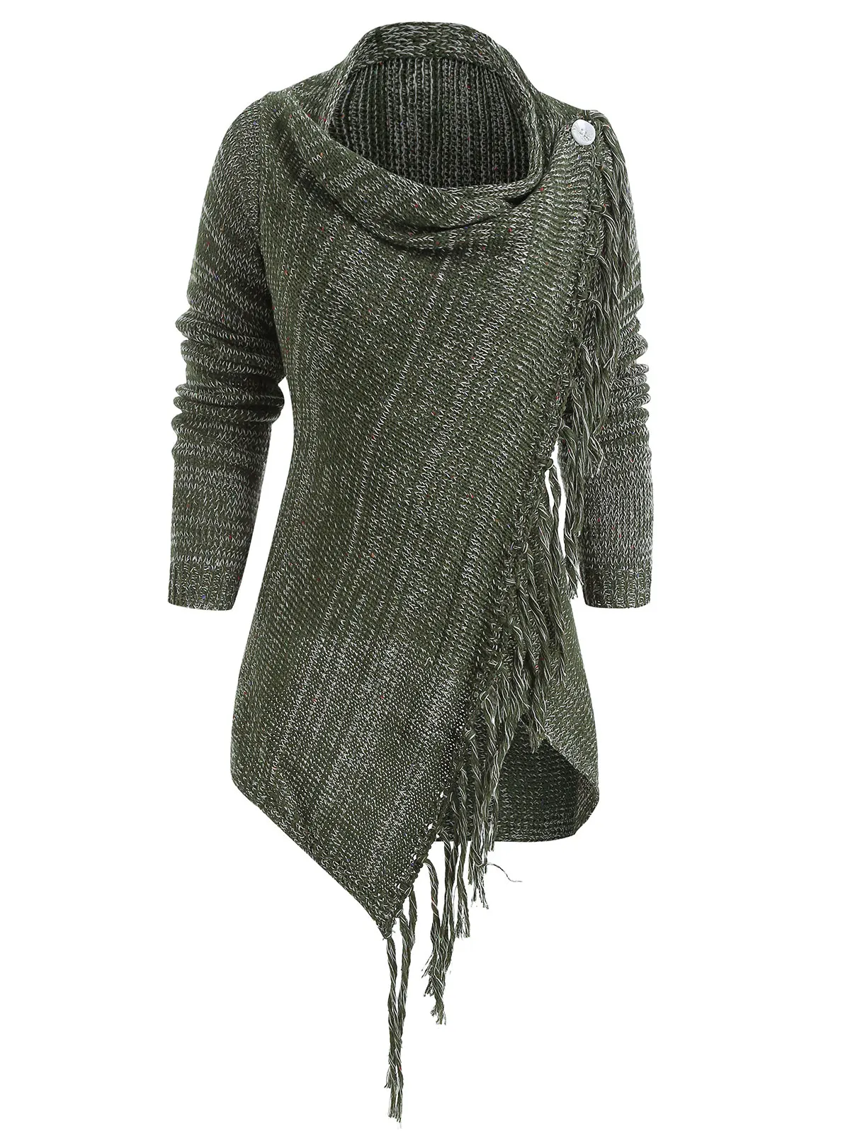 

Wipalo Knitted Tassel Cardigan Women Asymmetrical Fringed Long Sleeve Casual Solid Color Gray Wrap Cadigans Female Clothes