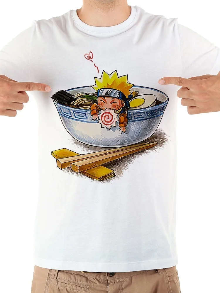 Мужская забавная футболка Naruto Love Ramen белая Повседневная с коротким