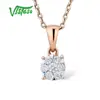 VISTOSO – pendentifs en or Rose 14K 585 pour femmes, bijoux fins, rond, scintillant, Simple, élégant, bracelet de mariage ► Photo 1/6