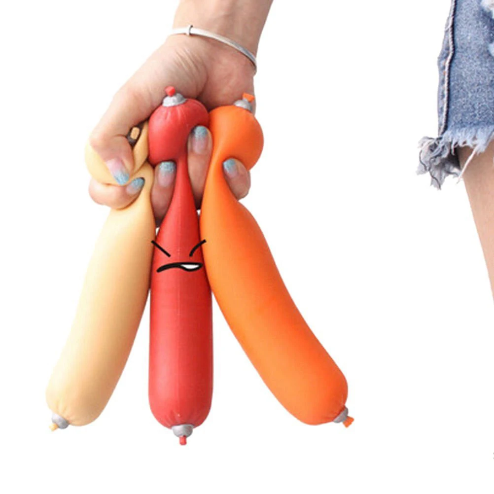 Hot Dog Sausage Stress Relief Squeeze Toy for April Fools Day Prank Props (Flesh-color)