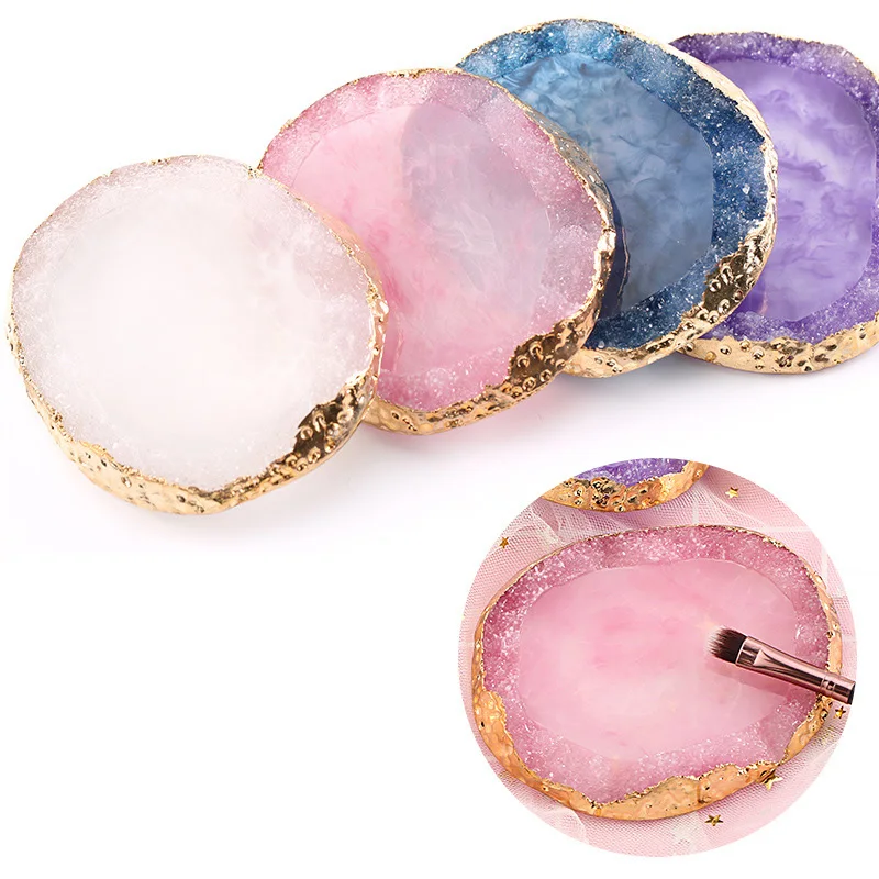 

Natural Resin Stone Nail Art Color Palette Acrylic Gel Polish Holder Drawing Color Paint Dish Glue Display Photo Tool