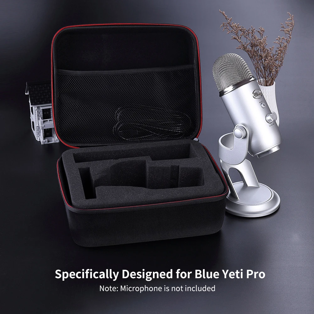 Hard Cover Case Waterproof Anti shock Microphone Carrying Case with Soft Foam and Durable Zipper