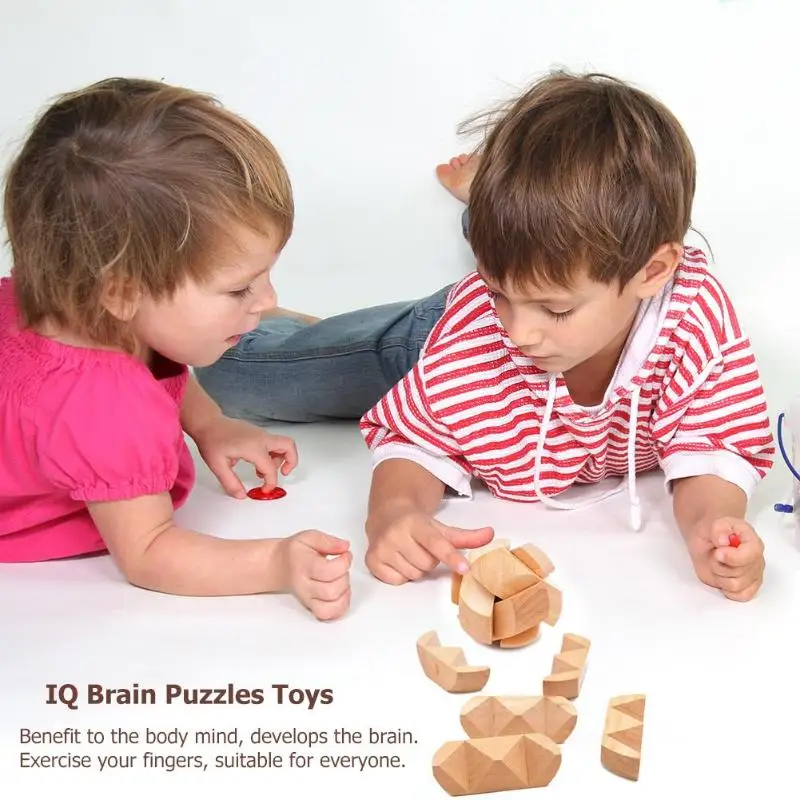 

3D Wooden Puzzles Educational Intellectual Toys Football Soccer Kong Ming Lock for Adults Kids IQ Brain Interlocking