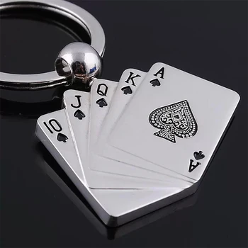 

Local Stock, Fashion Creative Stylish Poker Key Chain 10 J Q K A Metal Alloy Keychain Versatile Key Ring