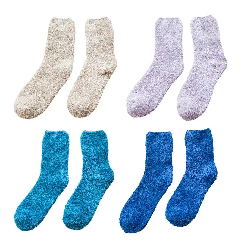 

Ladies Candy Color Half Velvet Socks Women Coral Velvet Solid Color Socks Thick Warm In The Tube Adult Casual Floor Socks