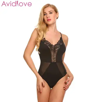 

Avidlove Sexy Lingerie Hot Erotic Women Lace Bodysuit Teddy Sexy Costume Transparent V Neck Sexy Underwear Porno Lenceria