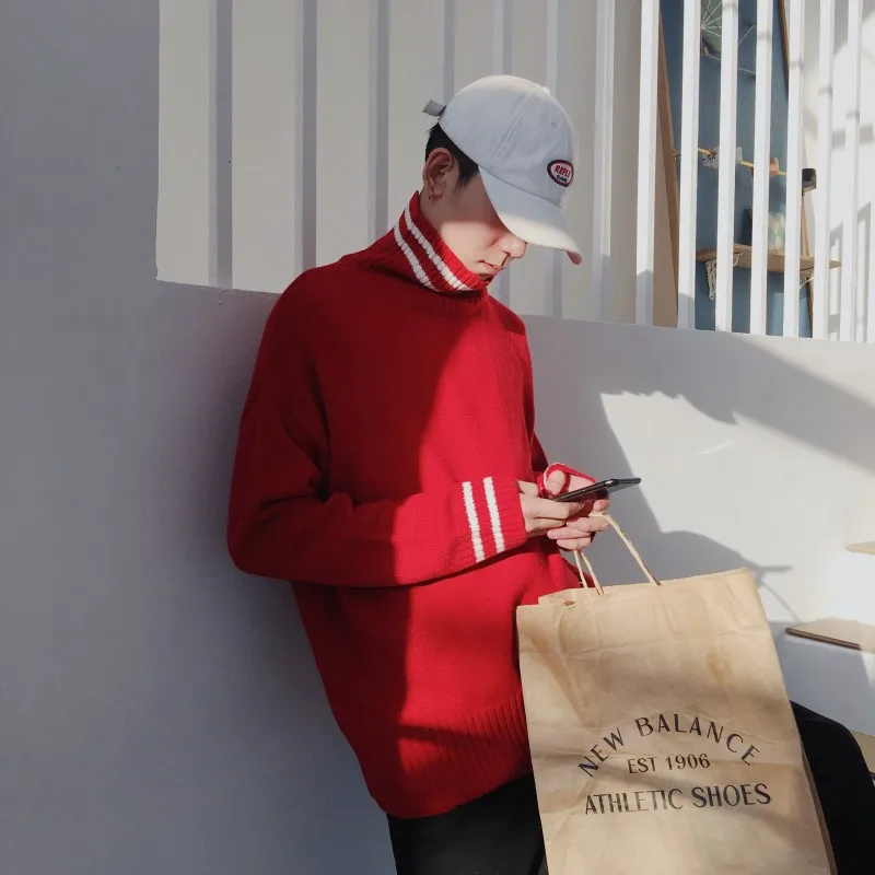 

Winter Fashion New Men's Casual Knit Sweater S-XL Temperament Solid Color Personality Wild Thick Cotton Long Sleeve Simple