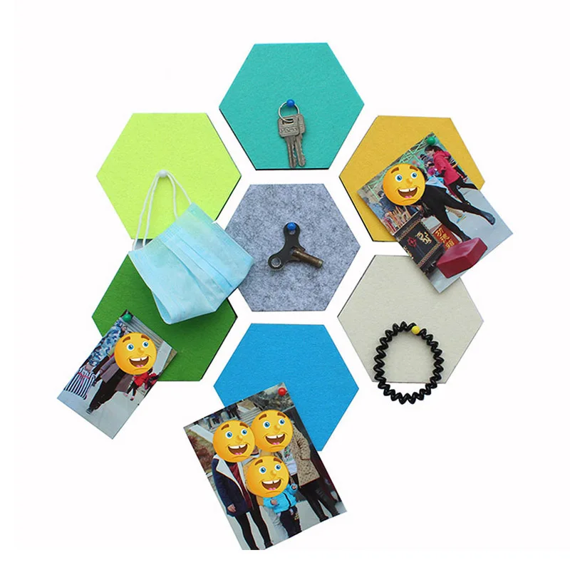 

9Pcs/Set Hexagon Felt Board Hexagonal Color Felt Wall Sticker Multifunction 3d Decorative Home Message Board Self-Adhesive Kid