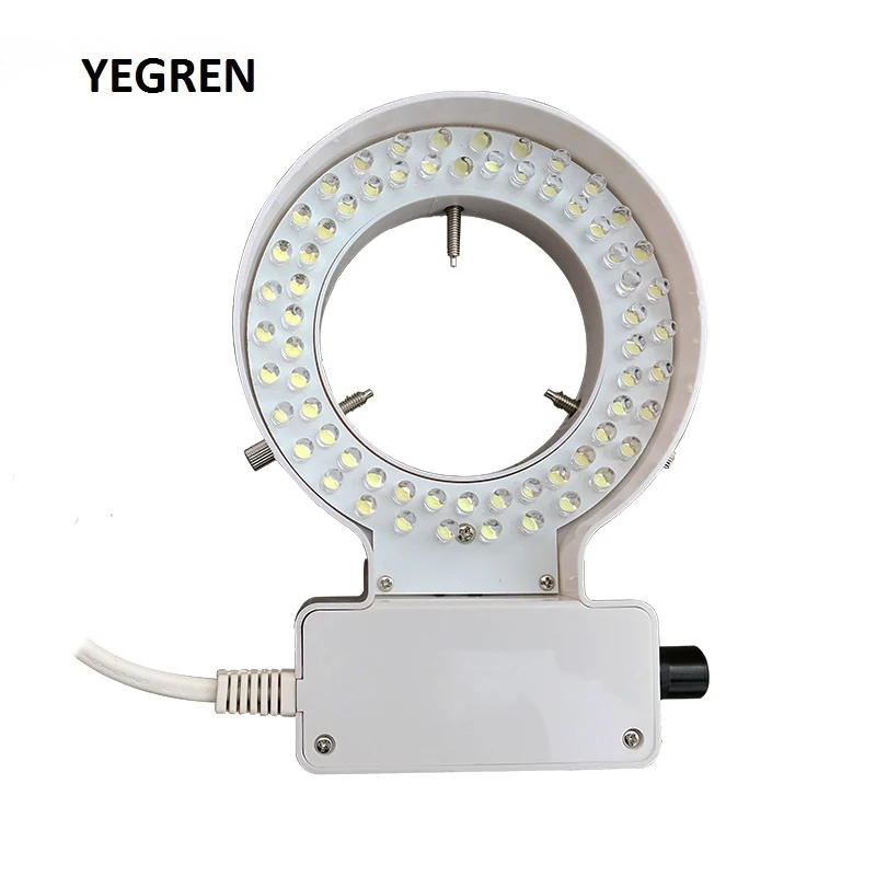 White Yellow Ring Light Inner Diameter 70 mm 64 LED Supplement Illumination Source Brightness Adjustable for Stereo Microscope
