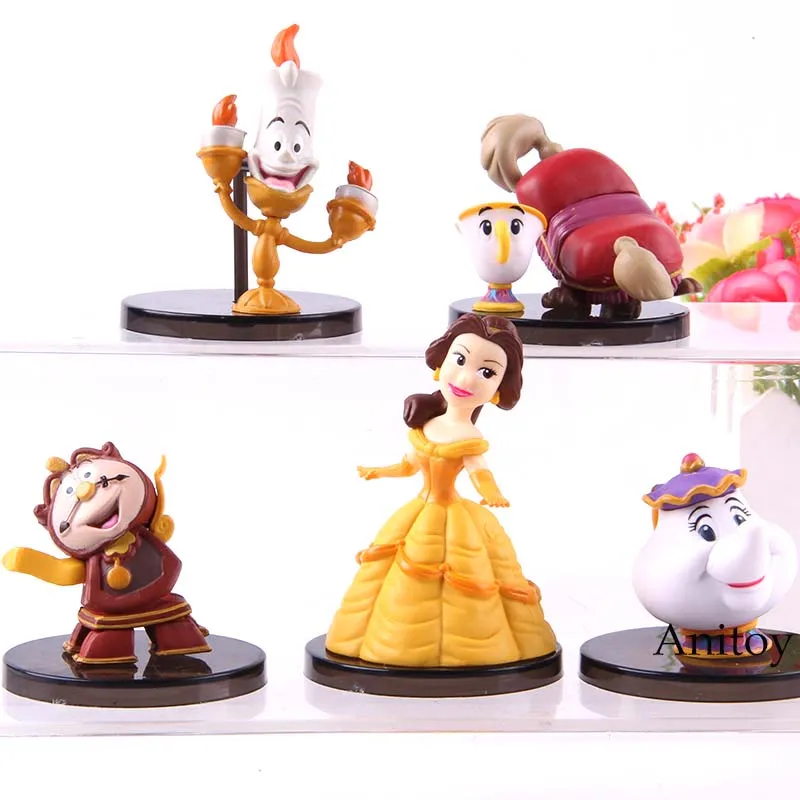 Aladdin Beauty And The Beast Figure Action Belle Kawaii Cute Collection Model Toys 5pcs/Set