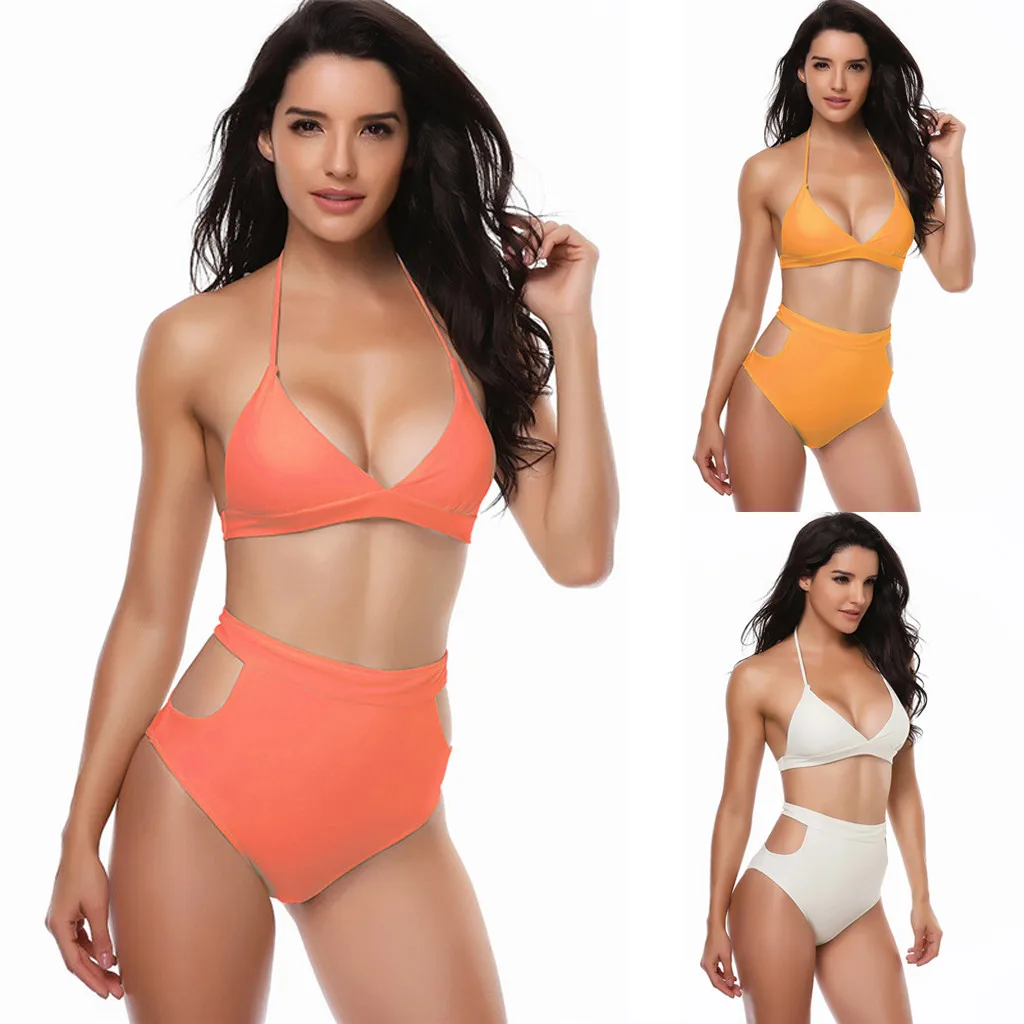 

High Waist Brazilian Cut Out Halter Bikini Sexy Bathing Suits 2019 Swimwear Women High Cut Swimsuit Of Women Bikinis Mujer