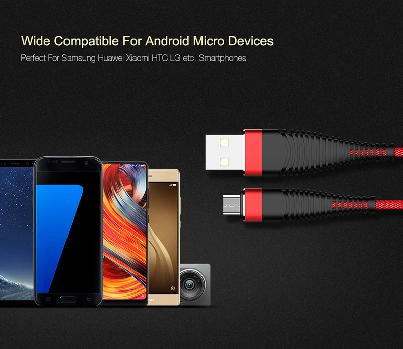 1 m المصغّر usb كابل ل Xiaomi Redmi ملاحظة 5 برو 4 عكسها مايكرو شاحن يو اس بي كابل بيانات لسامسونج S7 الهاتف المحمول
