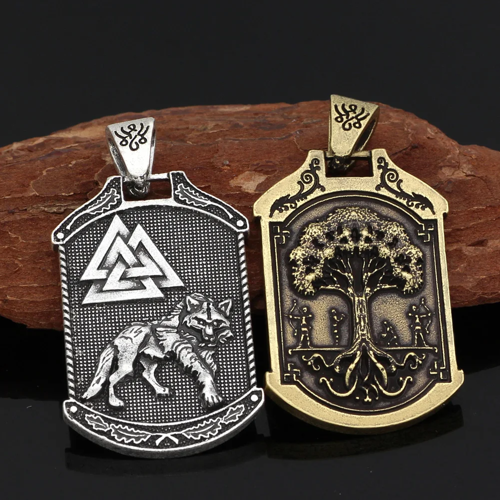 Мужское скандинавский Викинг odin wolf valknut ожерелье с узлом|Ожерелья подвеской| |
