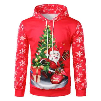 

2018 Womens Mens Hooded Christmas 3D Print Hoodies Unisex Sweatshirt Pullover Tops