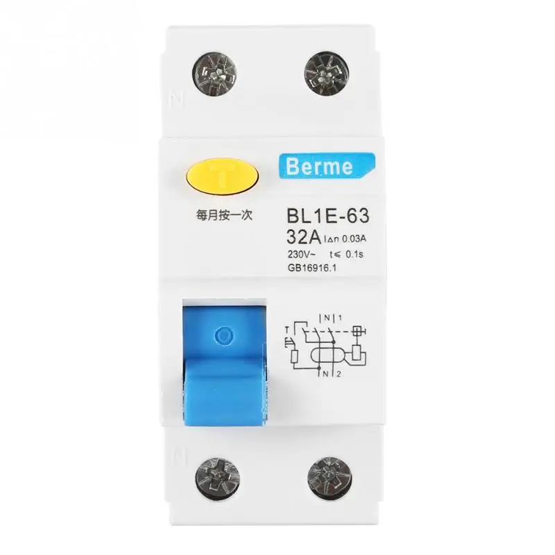 BL1E 63 32A 1P+N RCCB Residual Current Circuit Breaker 230V 30mA Short