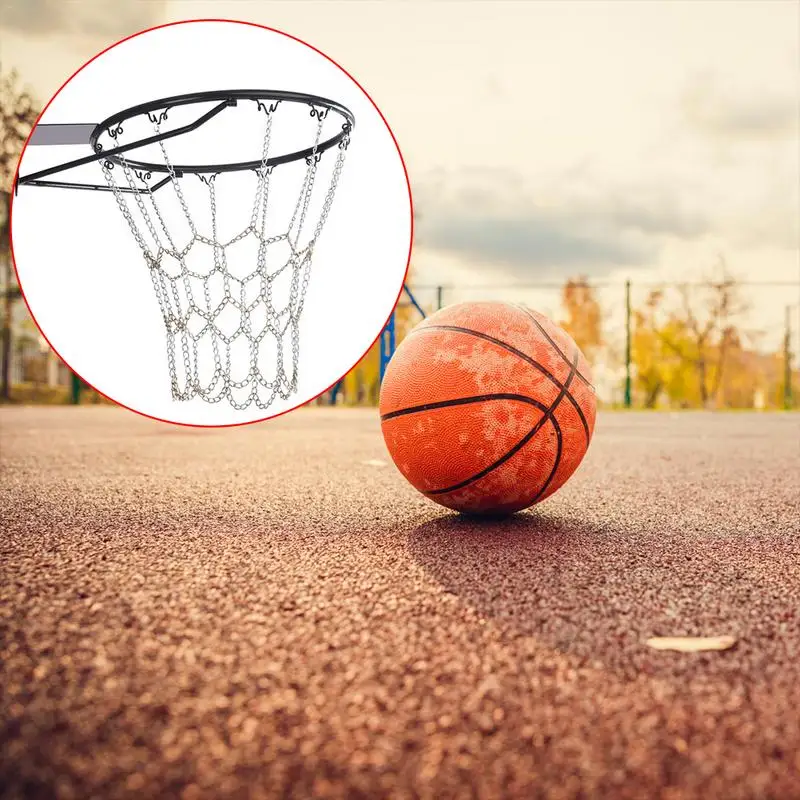 Сетчатая баскетбольная теннисная сумка, спортивная Тяжелая оцинкованная стальная цепь, баскетбольная сетка, Прочный Стандартный обруч